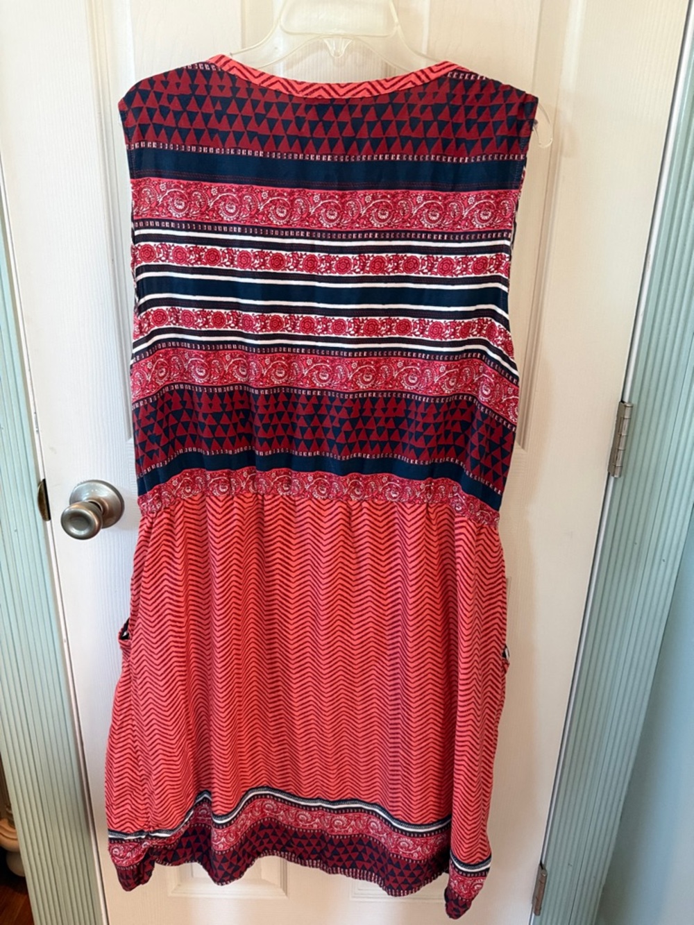 Lucky Brand Red & Navy Mixed-Print Sleeveless V-Neck Dress - Picture 4 of 6